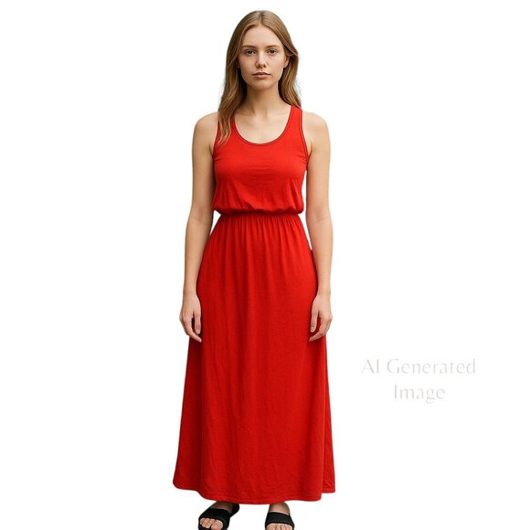 Jolie Dresses & Skirts - JOLIE Los Angeles Red Sleeveless Racer Back Elastic Waist Maxi Women Size M USA
